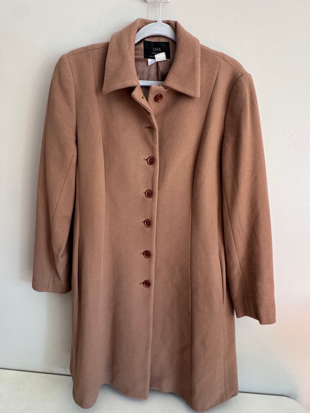 ZARA Women’s Wool Cashmere Blend Overcoat Camel Brown Size US 10 EU 42